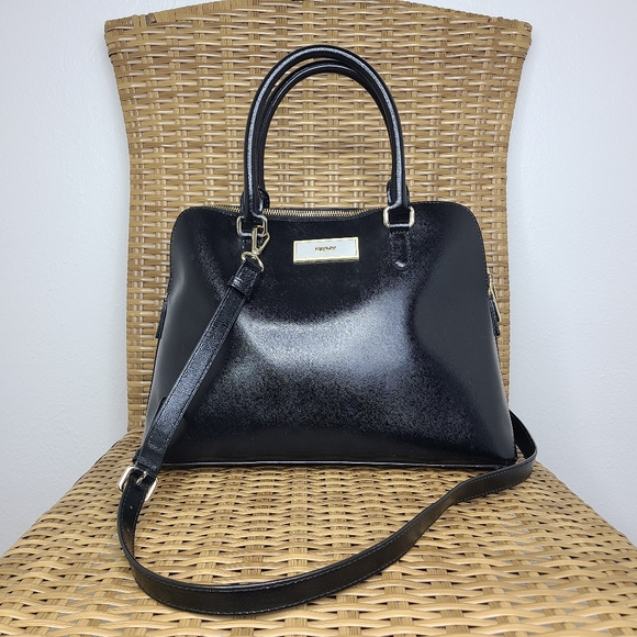 Dkny Handbags - DKNY Bag Satchel Tote Shoulder Strap Handles Shiny Leather Black Gold Hardware